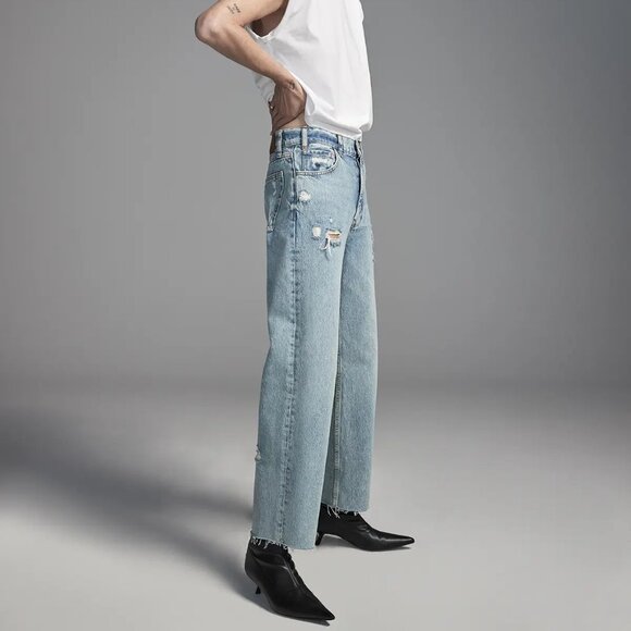 Anine Bing Distressed Straight Leg Jeans - Picture 1 of 12